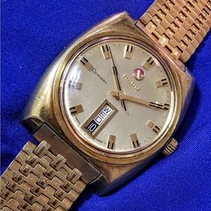 Rado Vintage 70s Gold Tone Luxury Swiss Made 36mm Men's Watch 25 Jewels Automati